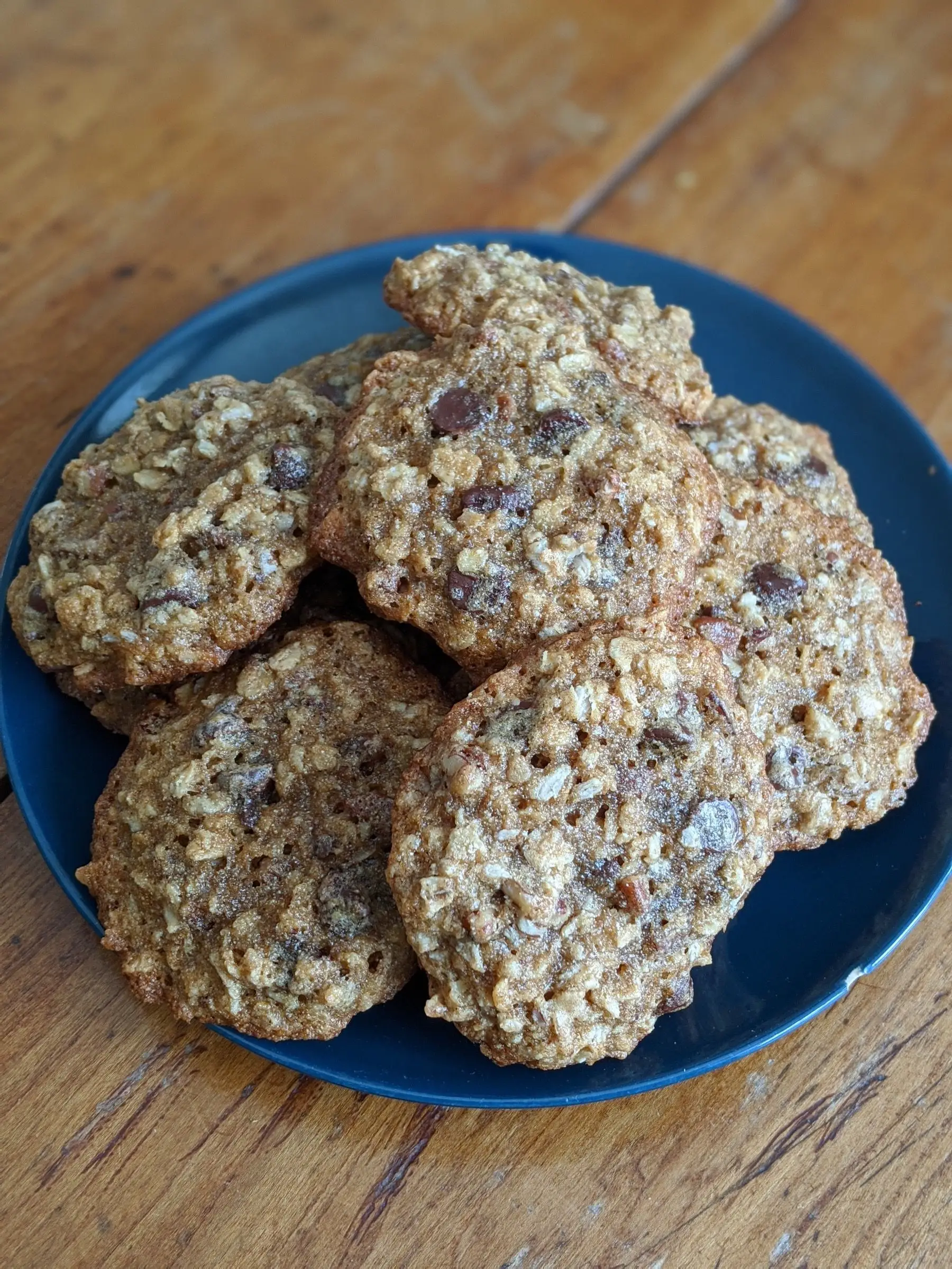 Sourdough oatmeal chocolate chip cookies