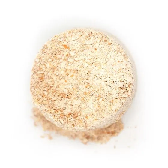 A heap of stone-milled whole grain flour.